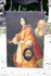 Antique French religious oil canvas painting saint judith with head holofernes