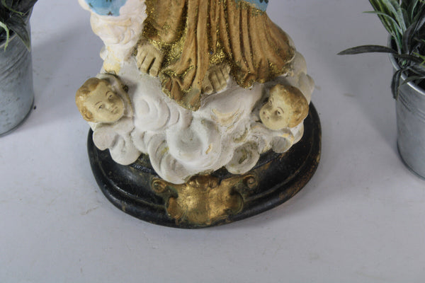 Antique french chalk Notre dame victoires victory madonna angels statue