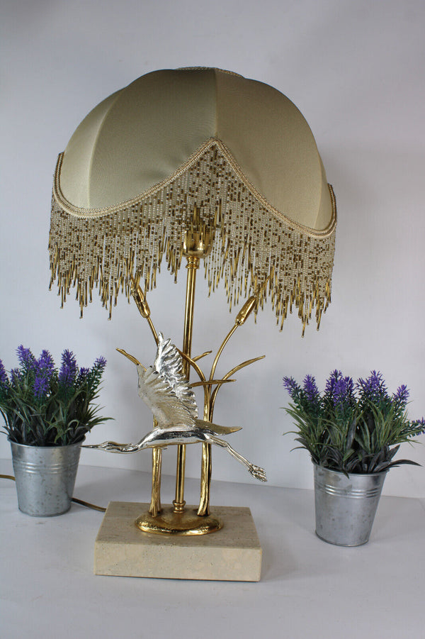 Lanciotto Galeotti 1970 italy Hollywood regency table lamp heron bird nature