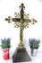 Antique large Bronze altar crucifix fleur de lys symbols religious