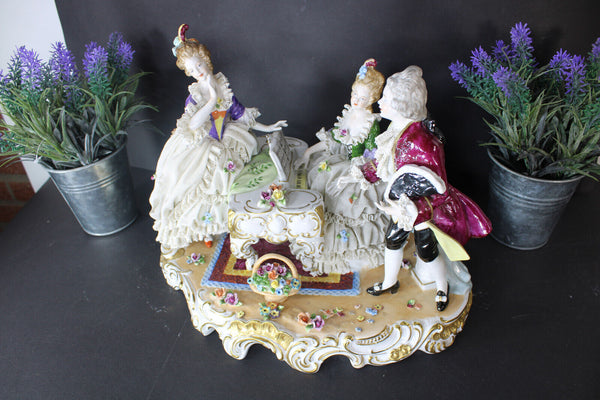 Antique GERMAN  unterweissbach marked lace porcelain group piano statue