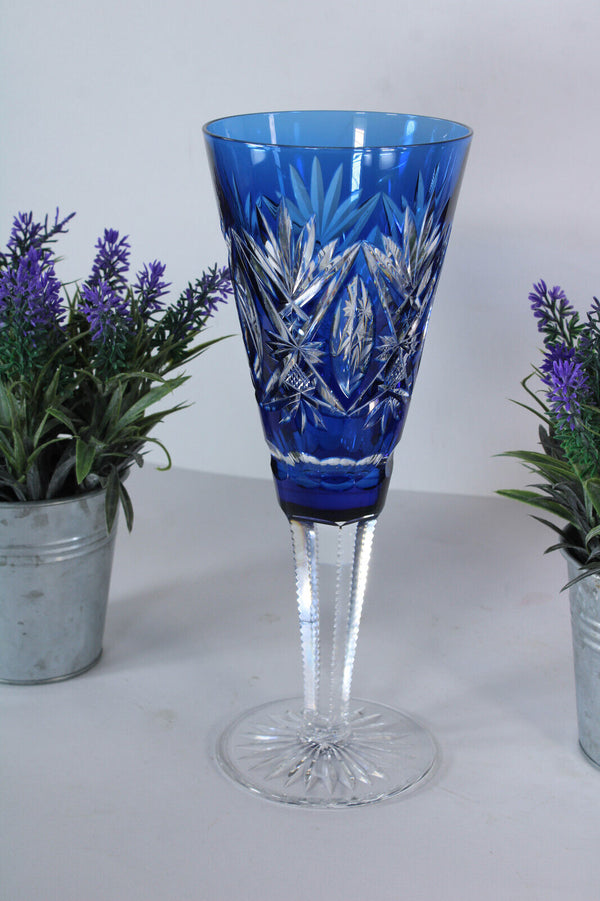 VAL SAINT LAMBERT Blue bridal wedding coupe vase hubert fourage