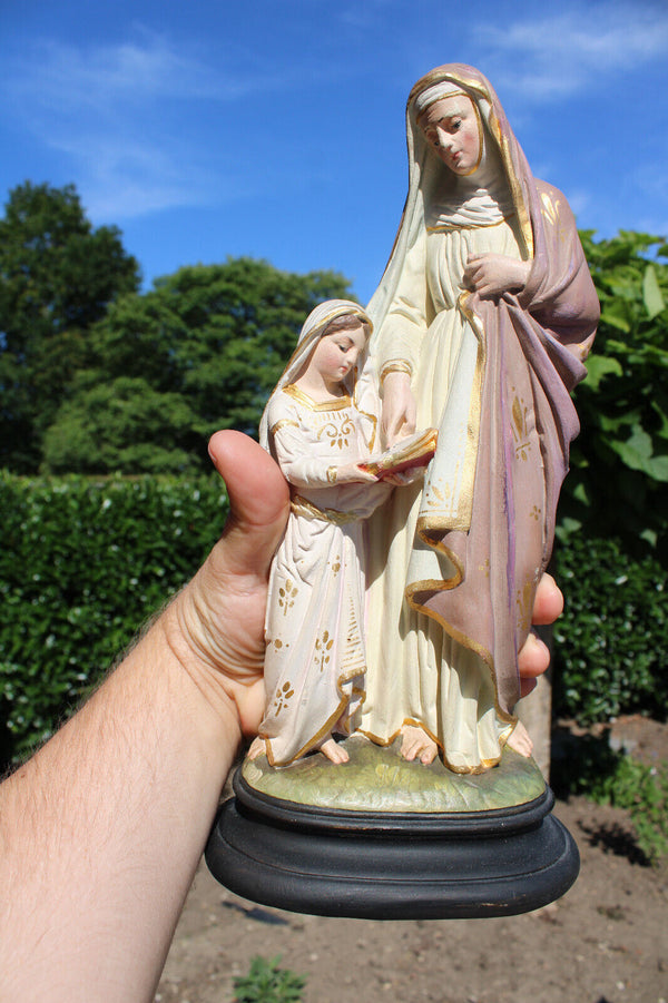 Rare Antique French ceramic SAINT ANNE mother mary Statue sculpture religious
