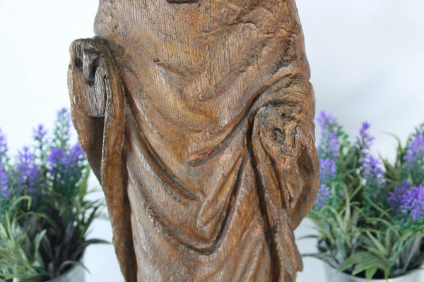 Antique Flemish 17thc Wood carved saint nicholas children statue sculpture rare