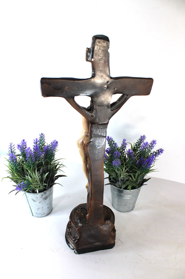 Antique ceramic religious crucifix religious