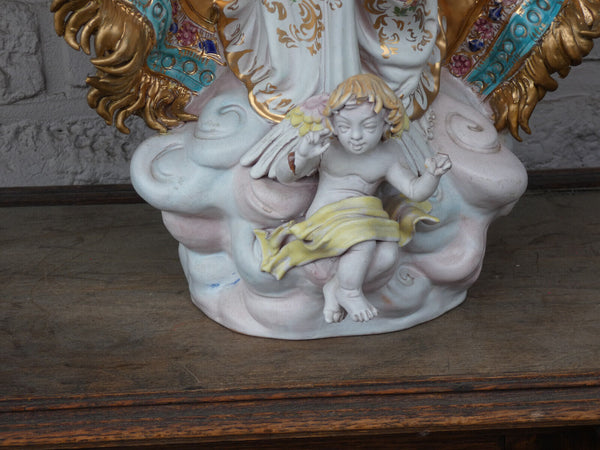 XL 27,5 italian Pattarino school terracotta madonna angels statue figurine italy