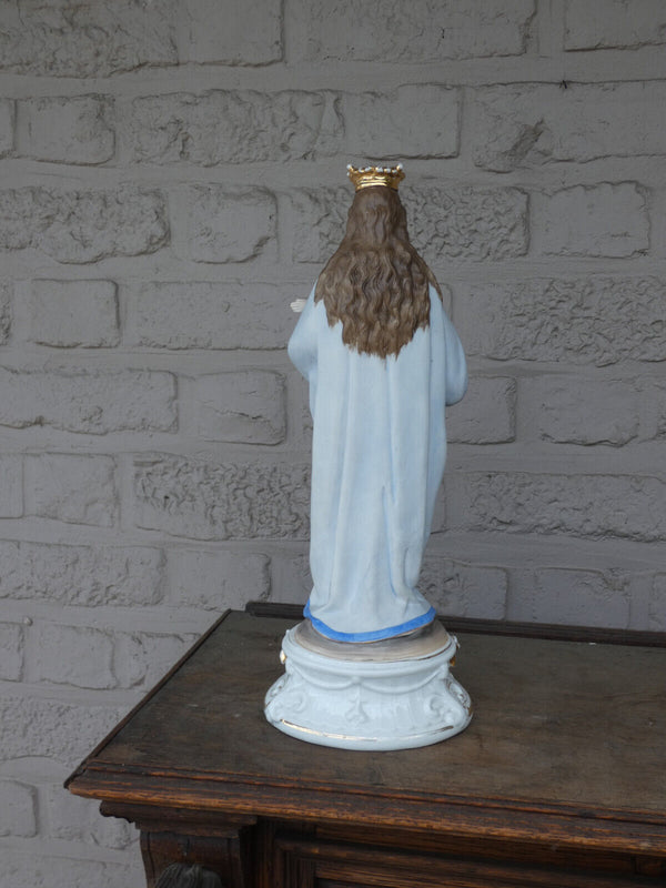 Antique Belgian vieux andenne bisque porcelain madonna mary jesus statue