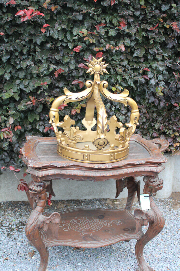 Vintage wood carved golt gilt Crown saint religious decoration
