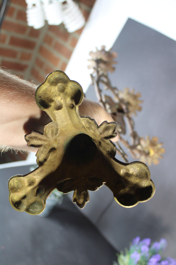 Antique bronze sacred heart christ candelabra candleholder 3 arms