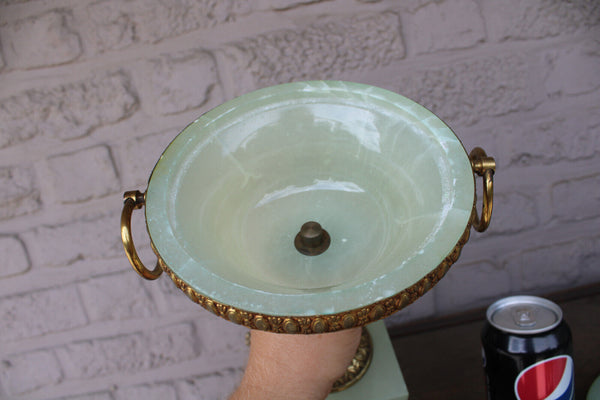 Vintage Large French bonbonniere chocolate candy box bowl onyx marble brass