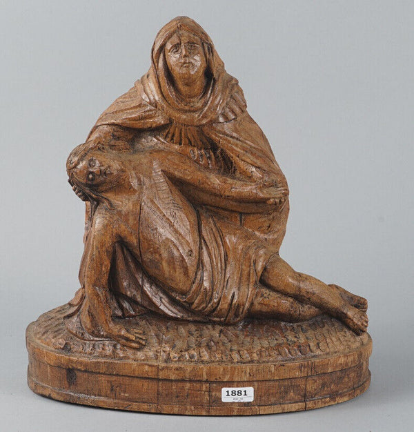 Antique 1800s wood carved pieta sculpture statue jesus religious rare