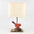 Mid century hollywood regency wood brass nothern cardinal bird table lamp rare
