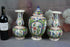Set  3 DELFT polychrome pottery Vases Marked floral decor mantel garniture