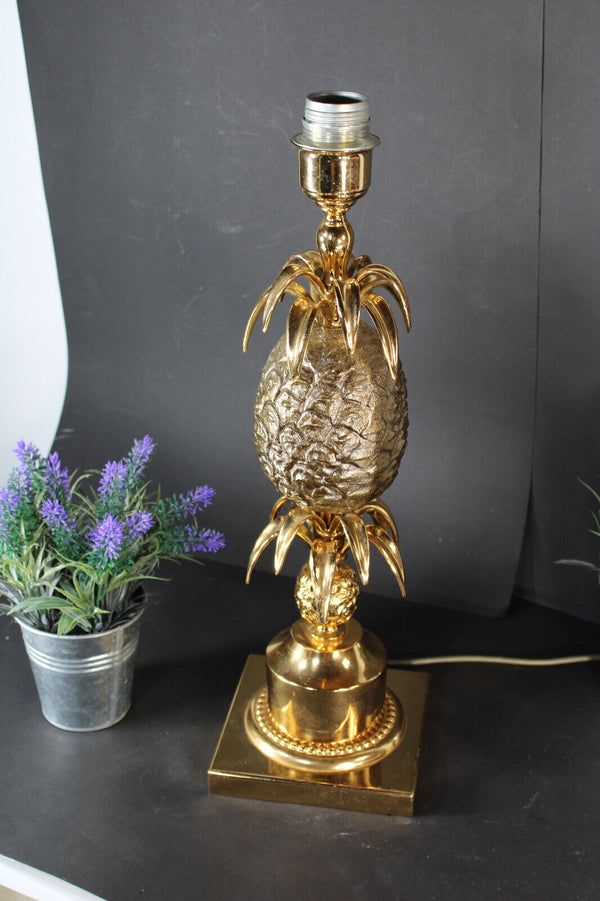 Hollywood regency Pineapple Table Lamp  Brass Chrome attr maison jansen 70s