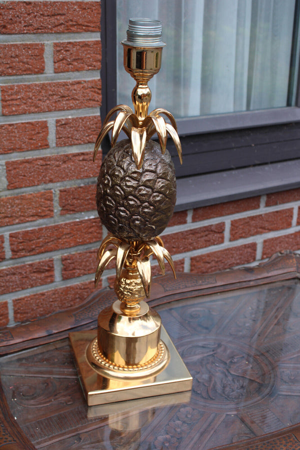 Hollywood regency Pineapple Table Lamp  Brass Chrome attr maison jansen 70s