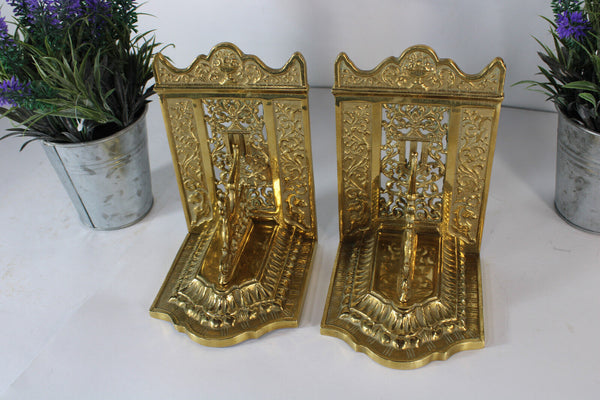 pair vintage brass dragon  bookeds