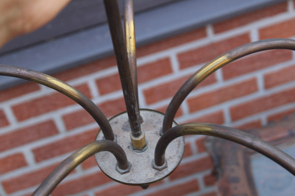 Mid century stilnovo design spider 5 arm chandelier yellow 1960