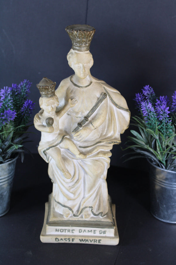 Antique notre dame wavre madonna child statue sculpture religious chalk