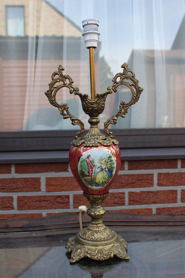 Vintage brass porcelain romantic decor table lamp