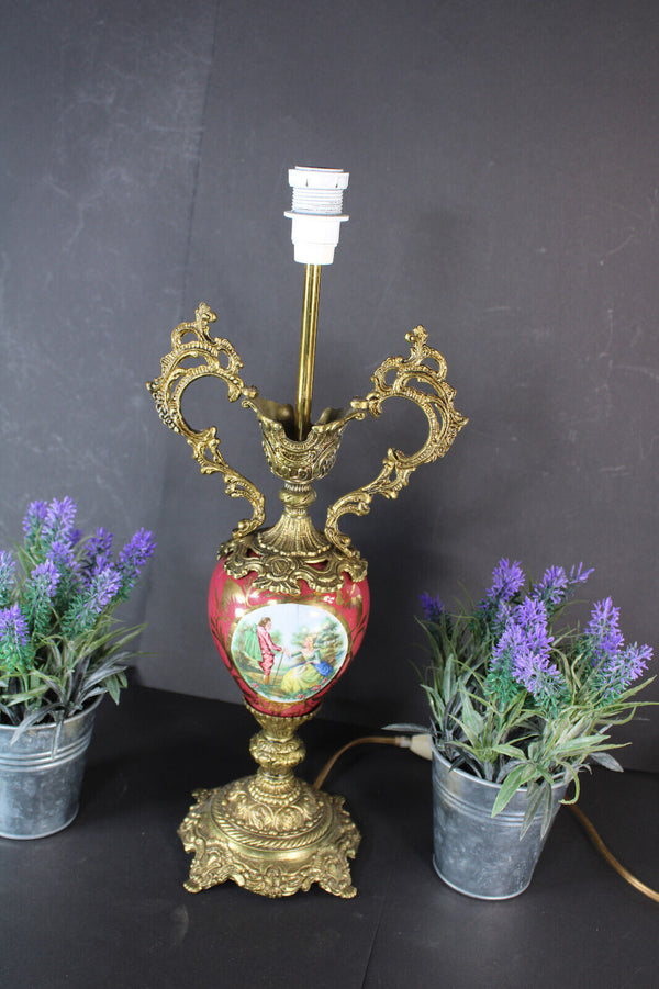Vintage brass porcelain romantic decor table lamp