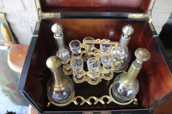 Antique napoleon III liquor cave cabinet mother pearl stones rare 19thc