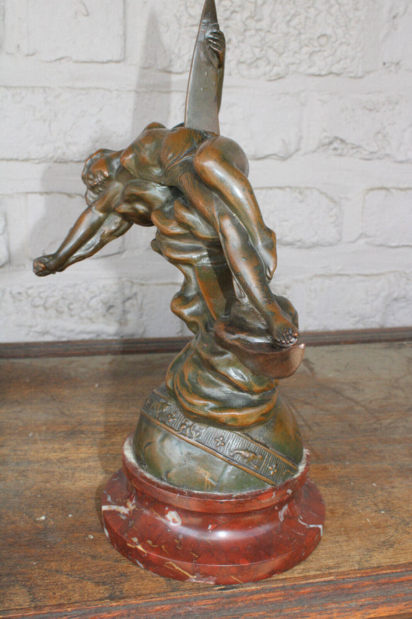 V. Szczeblewski (1888-1965) bronze sculpture statue marble base signed