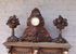 Antique Black forest wood carved mantel clock set fruit devil decor rare 19thc
