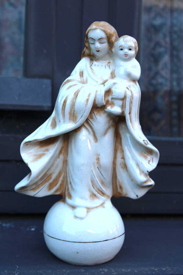 vintage french vieux paris porcelain madonna child figurine statue religious