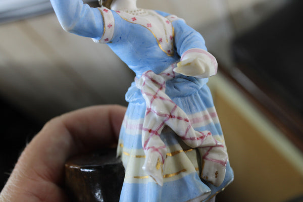 PAIR antique vieux andenne bisque porcelain figurine statue lady man