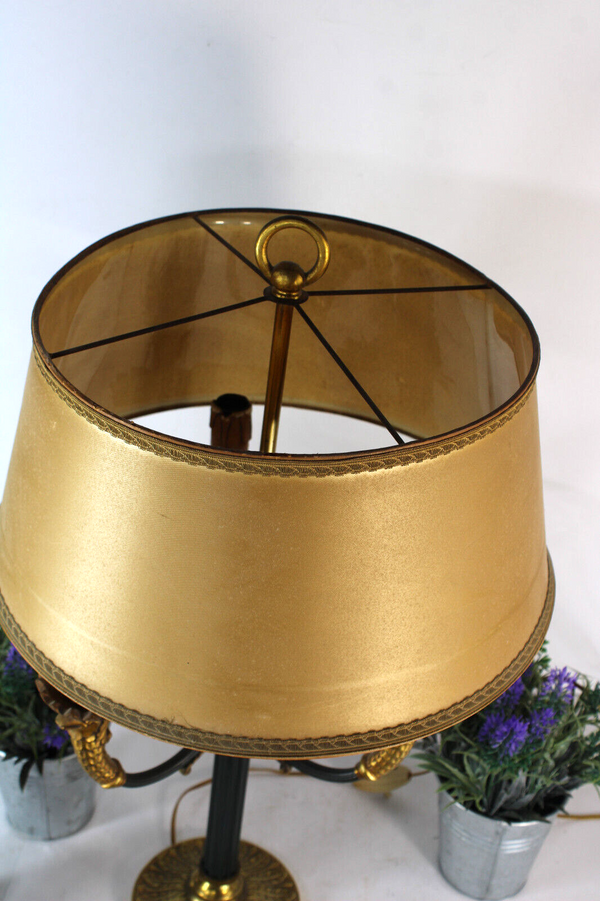 Antique bouillotte Empire eagle bird table lamp