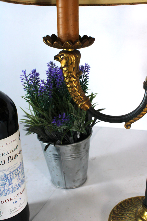 Antique bouillotte Empire eagle bird table lamp