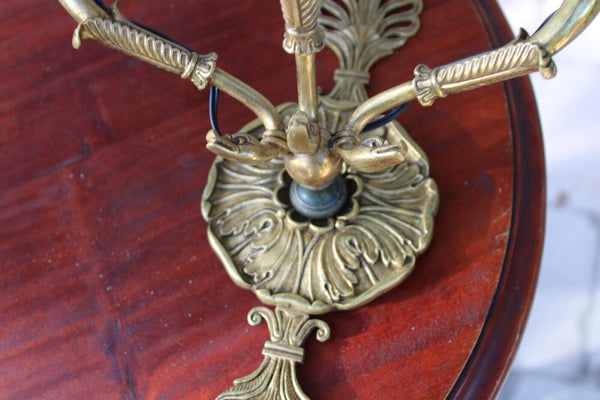 PAIR French brass 3 arm Wall lights sconces swan empire design