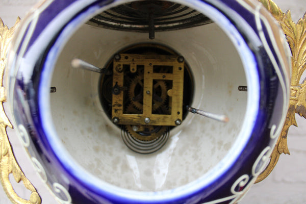 antique art nouveau faience mantel clock