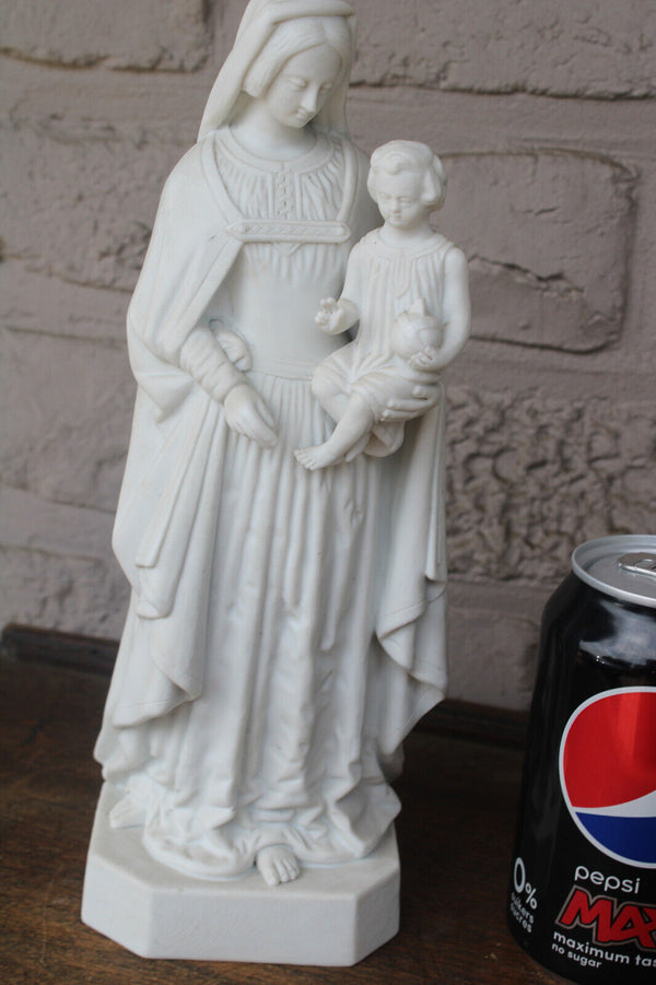 Antique bisque porcelain white madonna child figurine statue