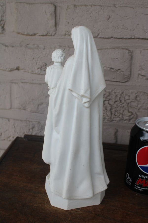 Antique bisque porcelain white madonna child figurine statue