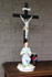 Antique vieux andenne bisque porcelain angel crucifix holy water font belgian