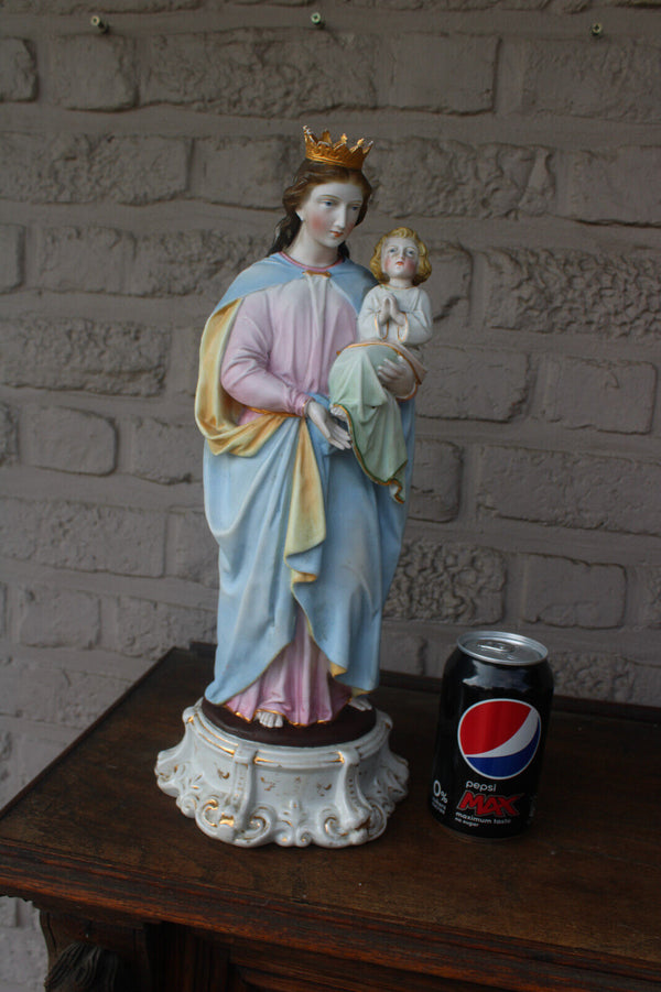 antique vieux andenne bisque porcelain madonna child figurine statue 19thc