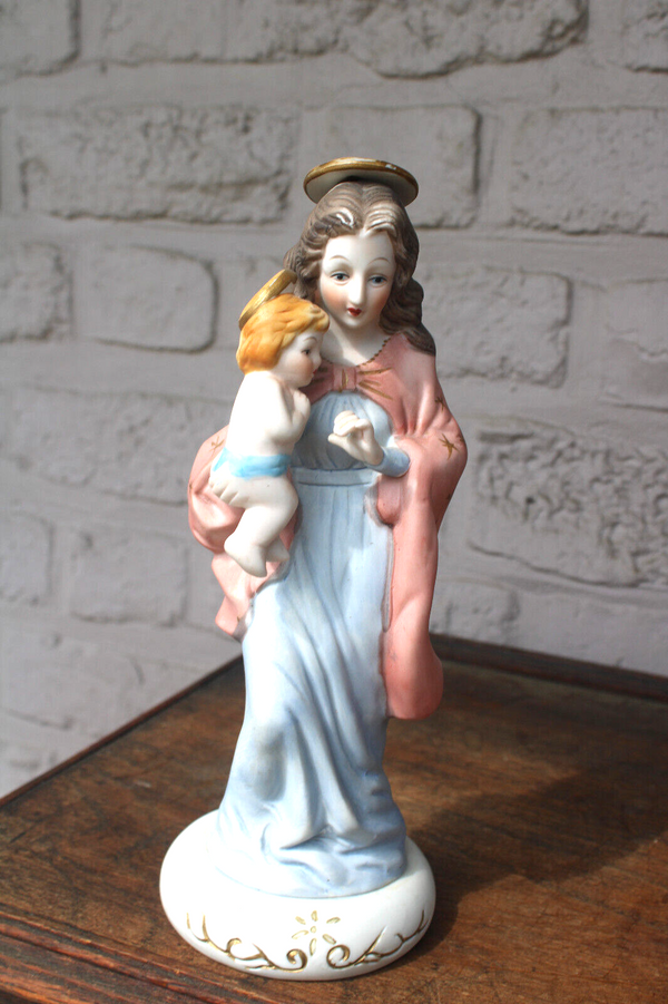 Vintage porcelain madonna child figurine statue