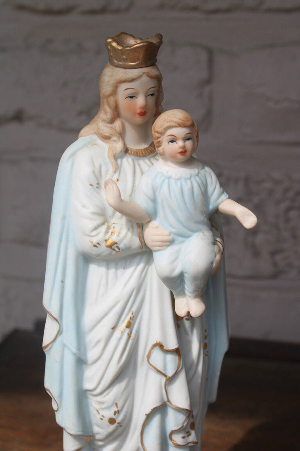 Antique porcelain madonna child figurine statue