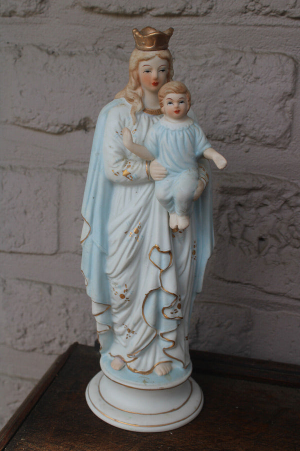 Antique porcelain madonna child figurine statue