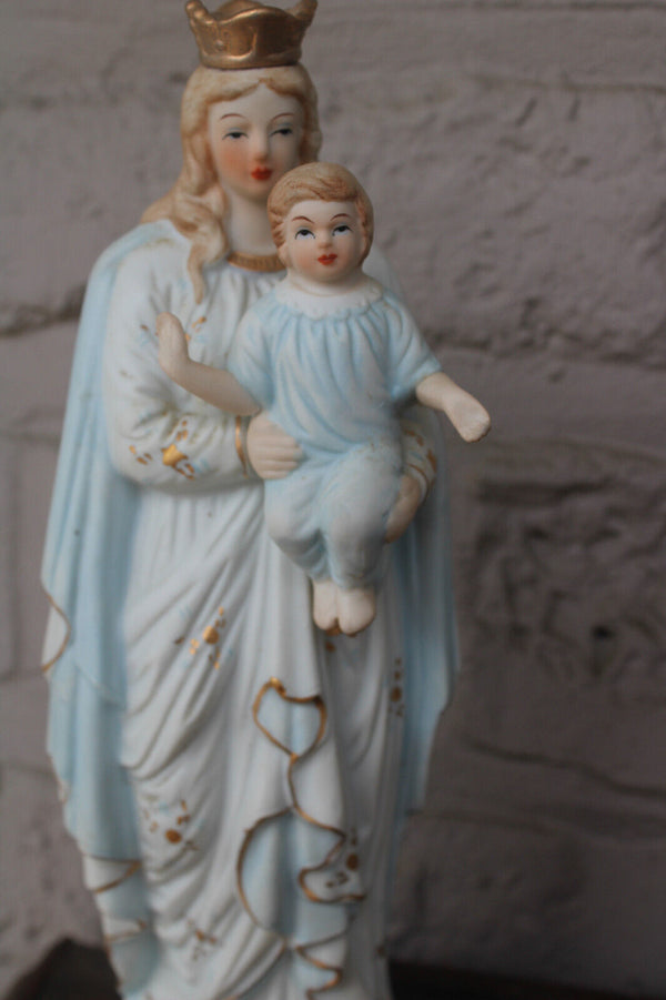 Antique porcelain madonna child figurine statue