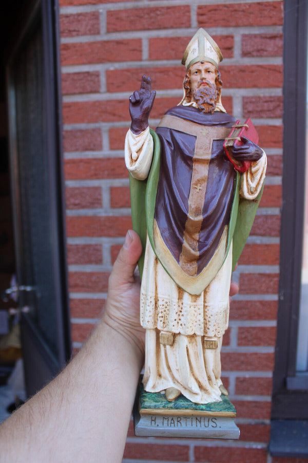 Antique ceramic saint martinus bishop statue figurine religious