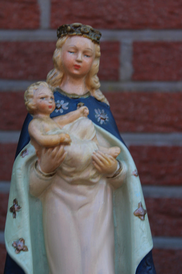 Antique ceramic chalk statue madonna child signed guelfi