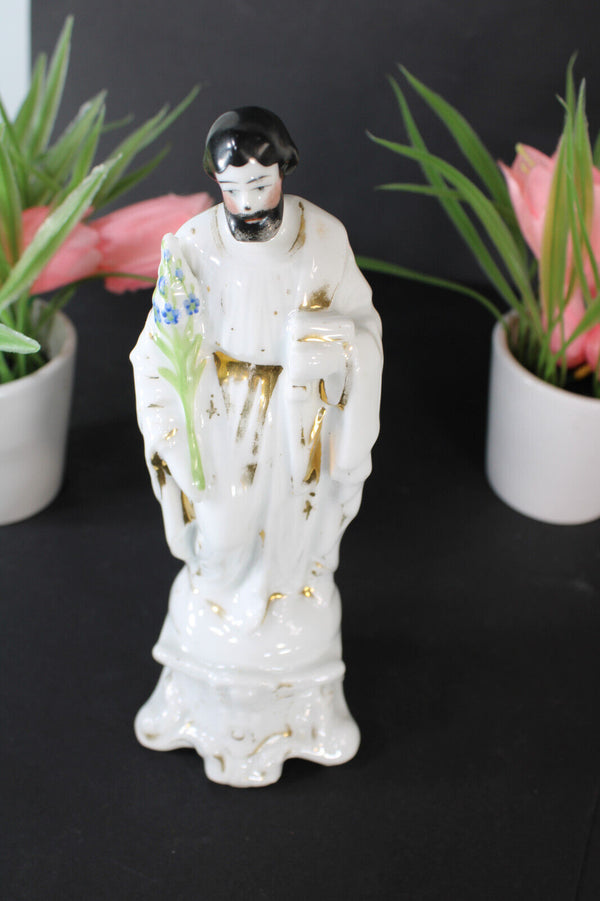 Antique vieux paris porcelain saint joseph figurine statue religious