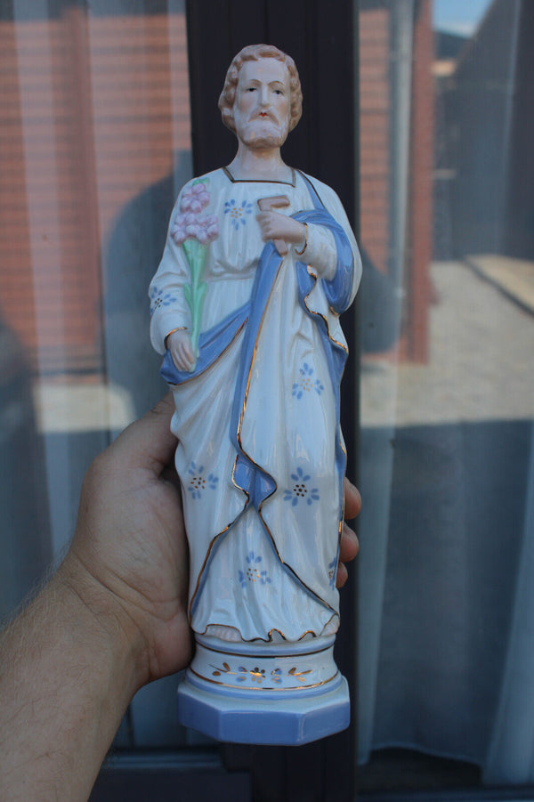 German LIPPELSDORF marked porcelain saint joseph figurine statue