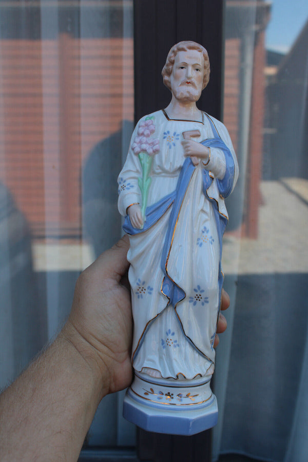 German LIPPELSDORF marked porcelain saint joseph figurine statue