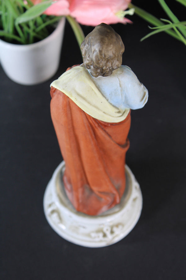 Antique porcelain bisque saint joseph figurine statue religious