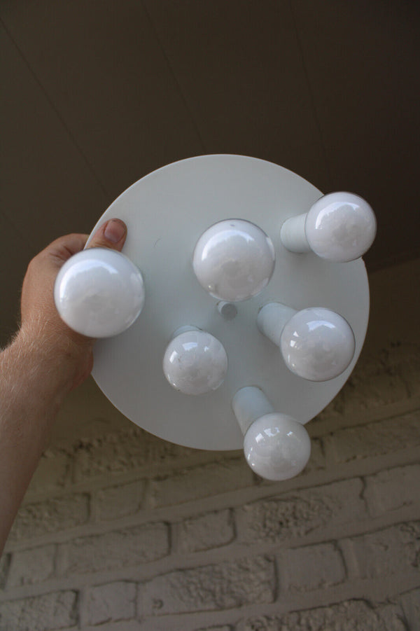 Mid century Boulanger design SCIOLARI white tube flush mount lamp chandelier