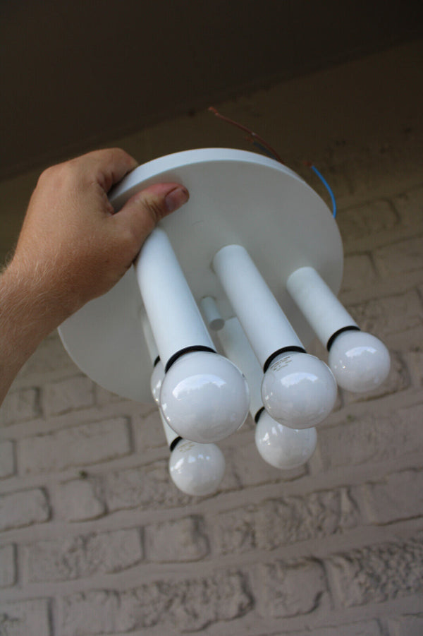 Mid century Boulanger design SCIOLARI white tube flush mount lamp chandelier