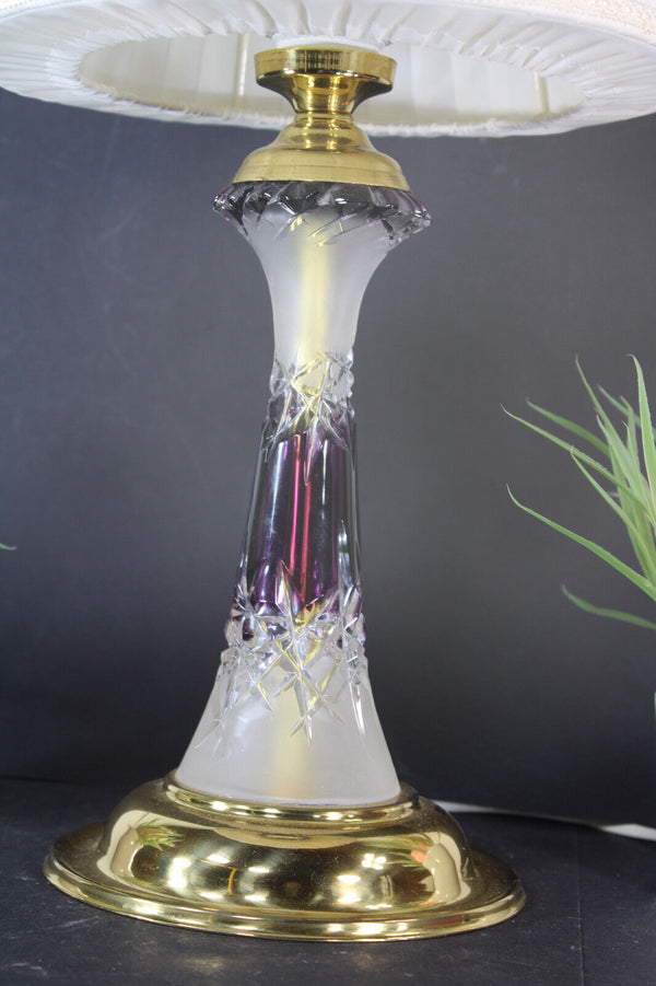 Vintage amethyst coloured glass table lamp czech 1970s